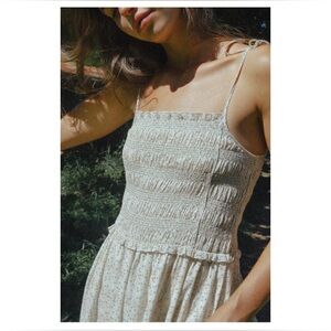 Golden Brown the Label Lucille Smocked Floral Dress